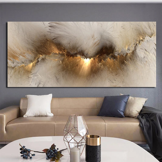 Grey Yellow Cloud Abstract Art Oil Painting – Modern Canvas Wall Decor YOUR HOME™