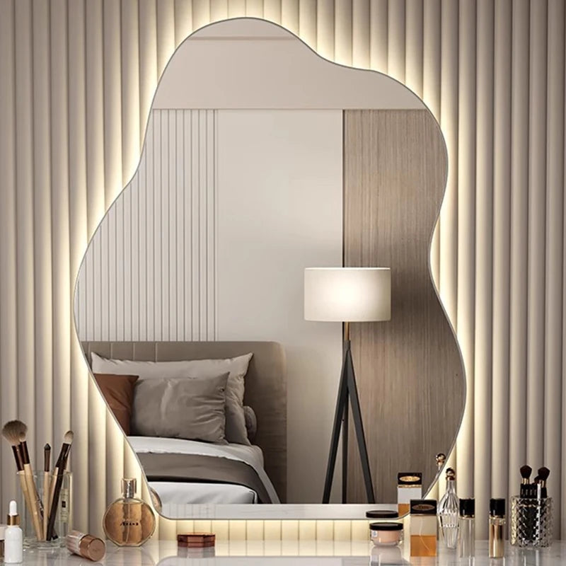Wavy Glow Mirror | Modern Curved Wall Mirror for Bedroom & Living Room