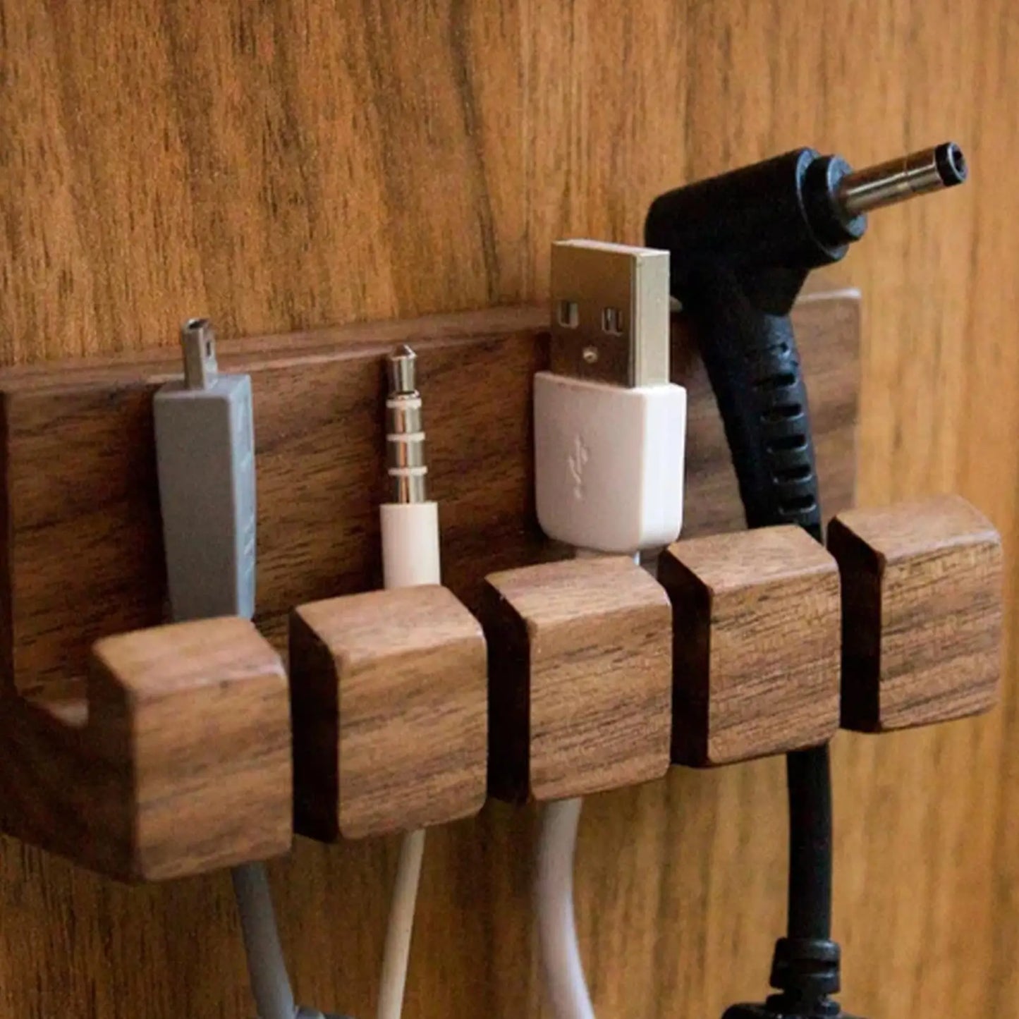 Wooden Cable Organizer Holder