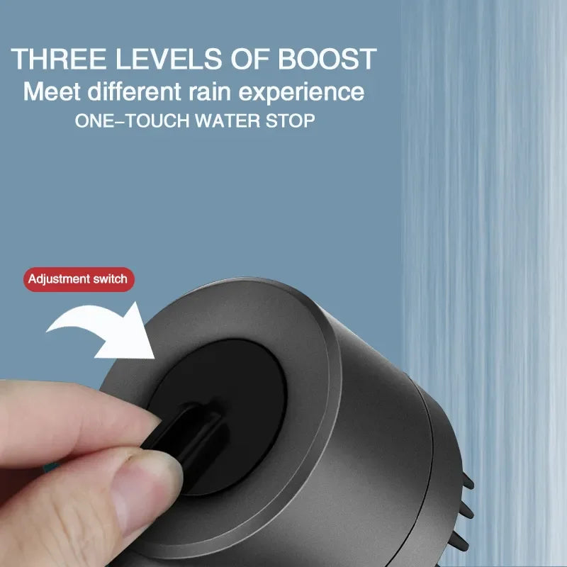 3-Mode High-Pressure Shower Head with Built-In Massage Brush & Filter
