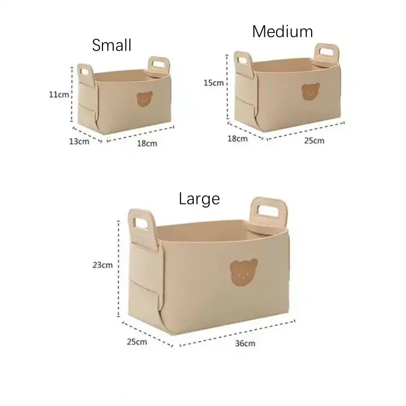 Bear Felt Storage Baskets – Foldable Toy & Home Organizer