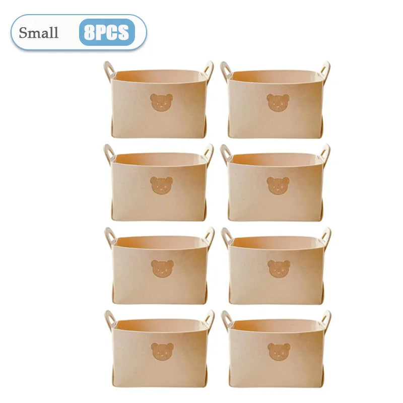 Bear Felt Storage Baskets – Foldable Toy & Home Organizer