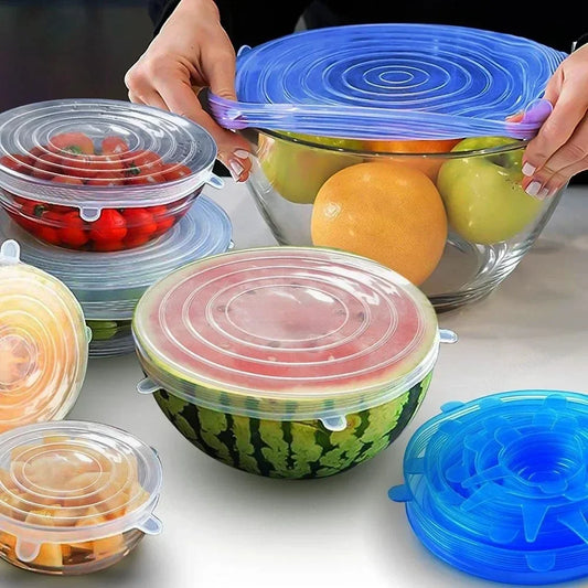 FlexiSeal Universal Silicone Stretch Lids – Reusable Food Covers for Bowls, Cups & Containers