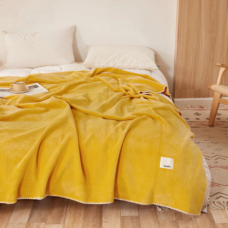Cozy Waffle Knit Velvet Throw Blanket – Ultra-Soft Milk Velvet, All-Season Sofa & Bed Cover, Lightweight Plush Home Décor  Your Home™