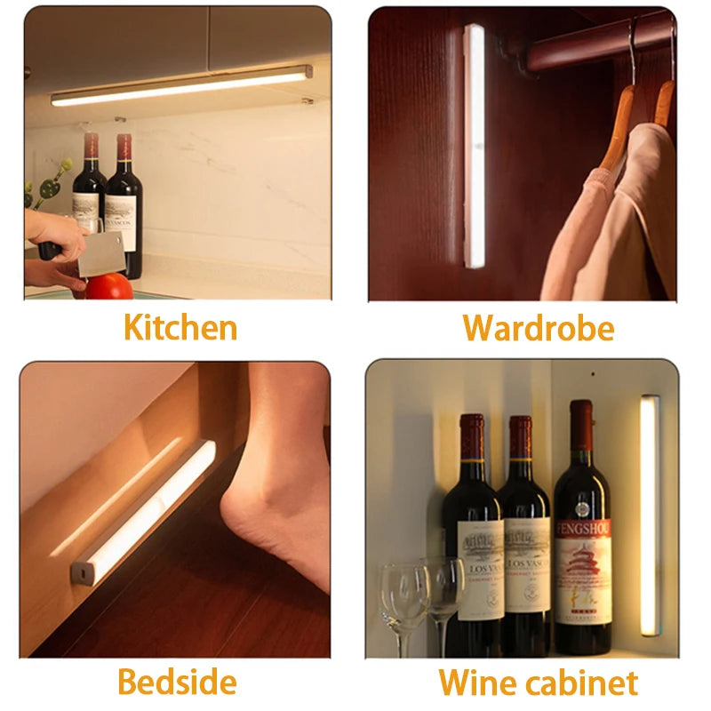 Smart Motion Sensor Light Bar – Rechargeable Wireless Cabinet & Wardrobe Night Light