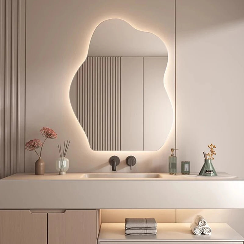 Wavy Glow Mirror | Modern Curved Wall Mirror for Bedroom & Living Room